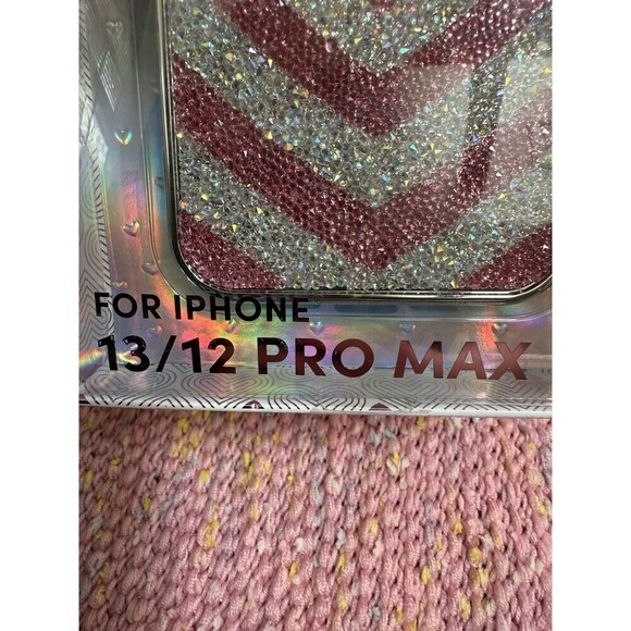 xo poppy iPhone 13 / 12 Pro Max Case MAGSAFE Rhinestone Pink Heart Glitter New - Picture 3 of 4